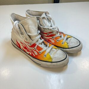 VANS High Top White Flamed Sneakers Shoes Sz Womens 7.5 Mens 5.5 166257F